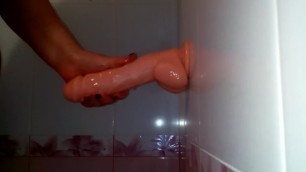 Oiled Dildo and Started to Masturbate