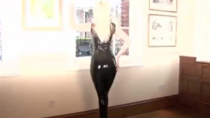 Natasha in Black Sleeveless Latex Catsuit