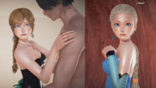 (3D Porn)(3D Hentai)(Frozen) Sex with Girls Dressed as Anna an Elsa