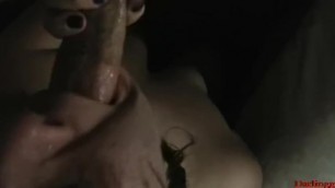 Slut Choked with Belt while Sucking Cock
