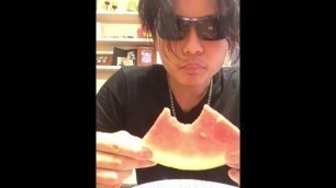 Young Asian Stud Eats a Horny Watermelon (The Watermelon Came)