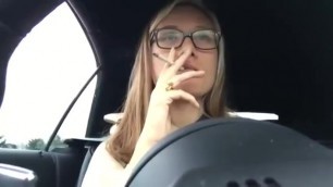 Blonde Smoking VS 120 while Driving