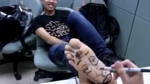 Tickle Taiwanese Boy with Pen