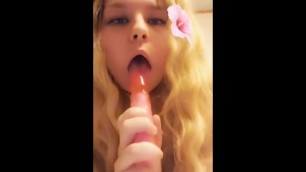 Callie Sucks the Virgin Mary Dildo while Showing off her Feet!