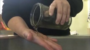 Fat Bitch Pisses in a Mason Jar at Work then Washes her Hands with it