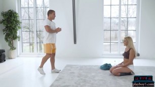 Hot European MILF blonde Cherry Kiss horny sex with her personal trainer
